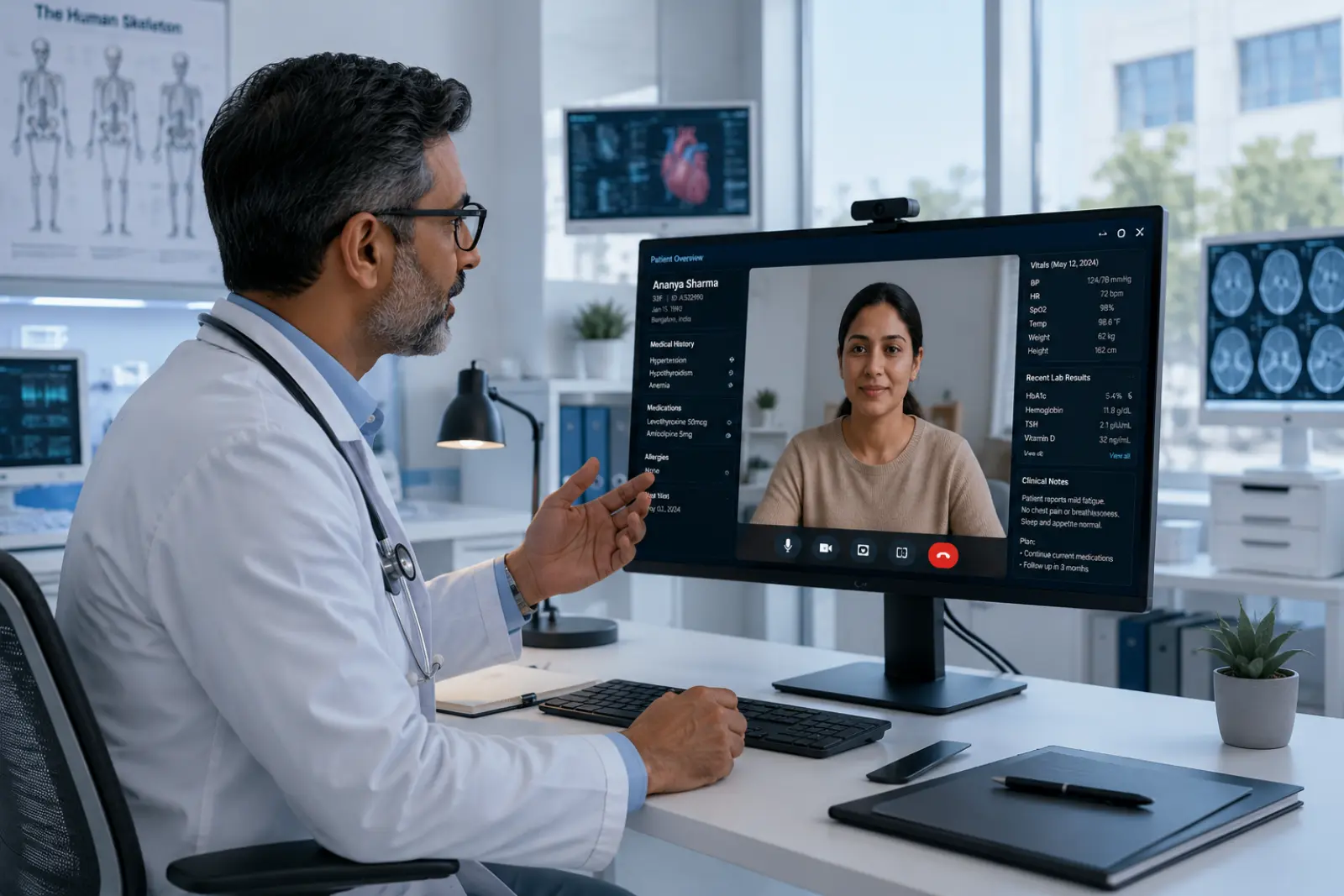A doctor consulting a patient online - Telemedicine AI India